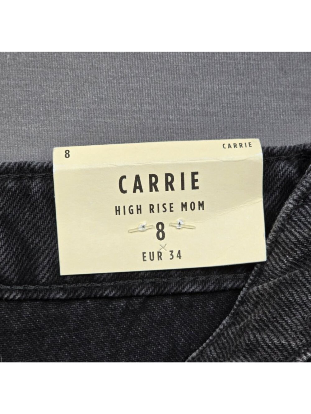 NEW River Island Size 4 US  8 UK EU 34 Petite High-Rise Mom Jeans Black Denim - Picture 7 of 7